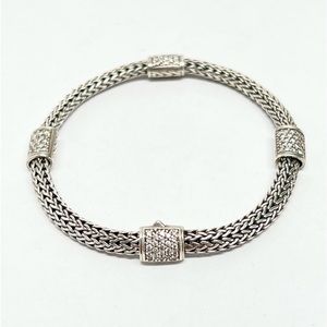 John Hardy Four Diamond Station Classic Chain Bracelet .925